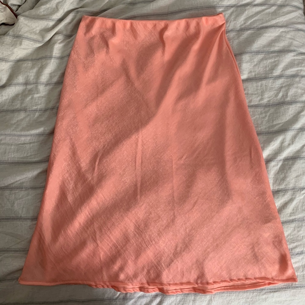 Salmon Color Midi Skirt